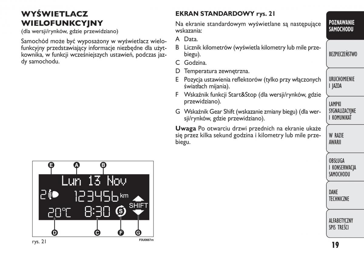 Fiat Punto III 3 instrukcja obslugi / page 21