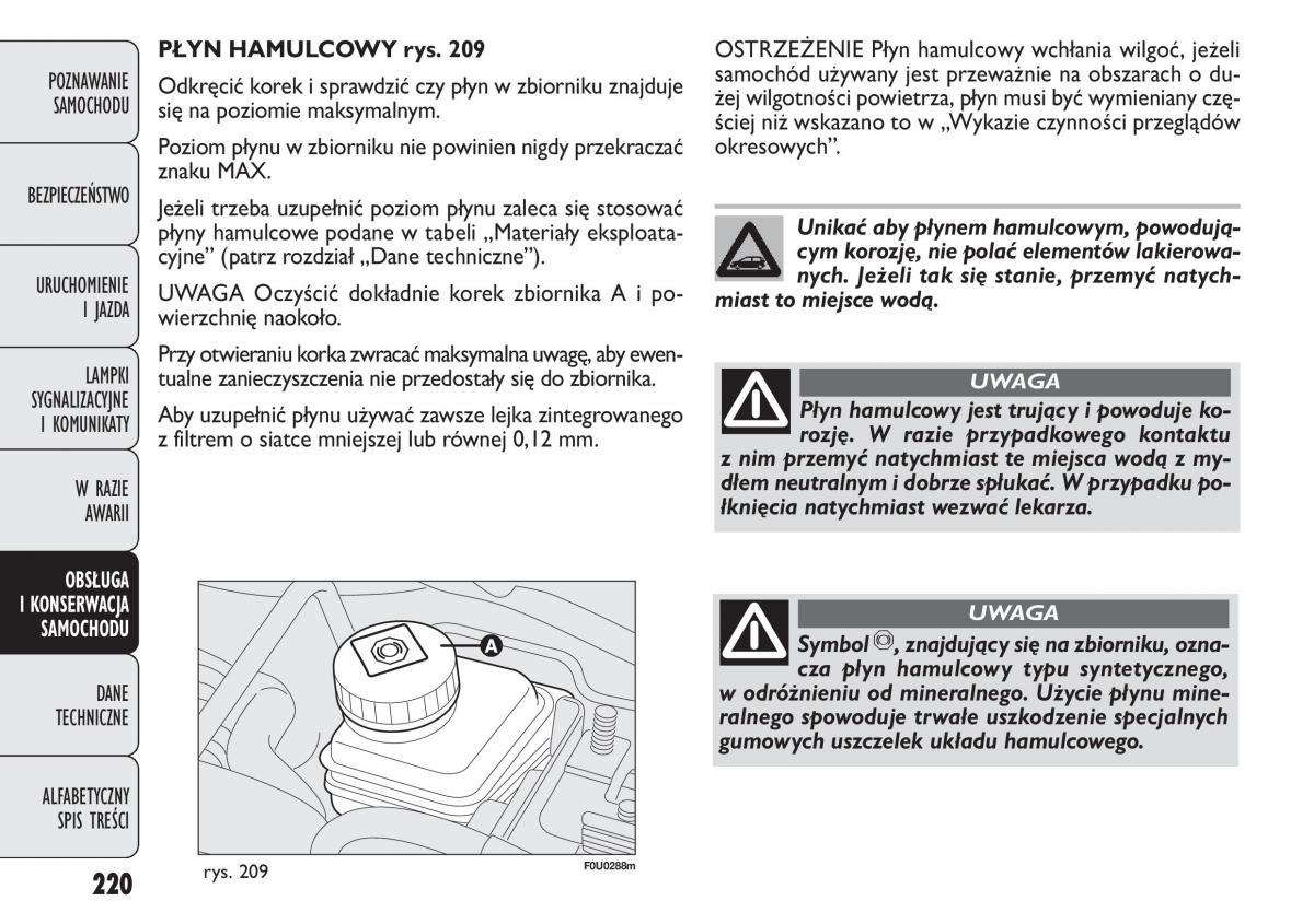 Fiat Punto III 3 instrukcja obslugi / page 222