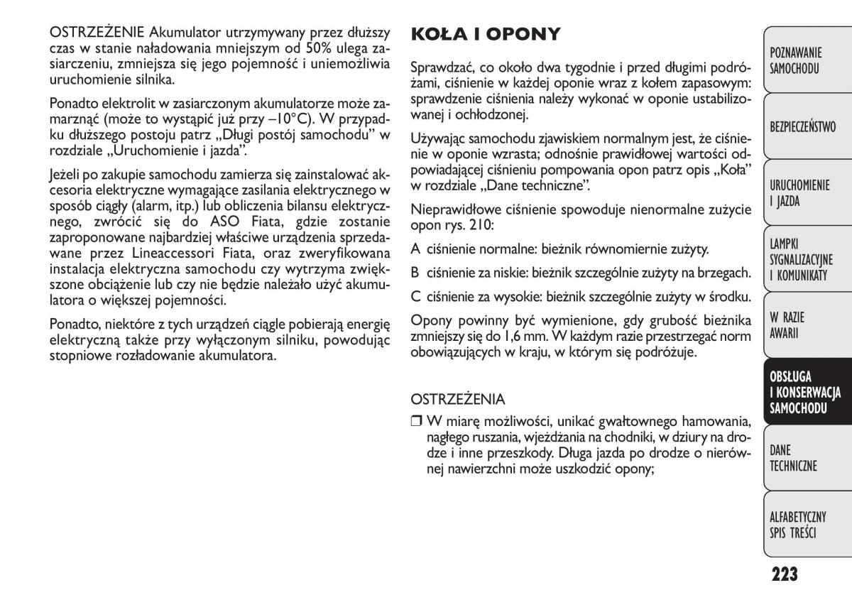 Fiat Punto III 3 instrukcja obslugi / page 225