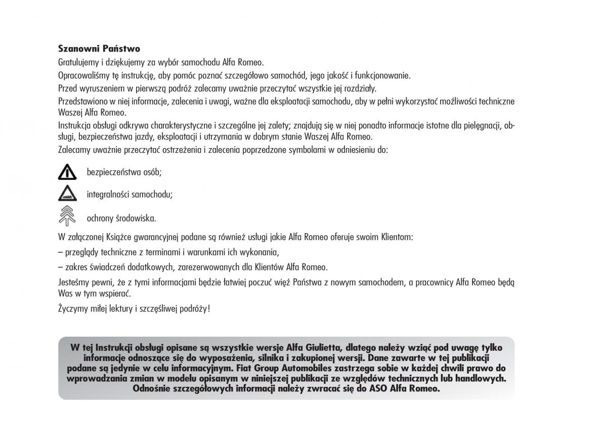 Alfa Romeo Giulietta instrukcja obslugi / page 5