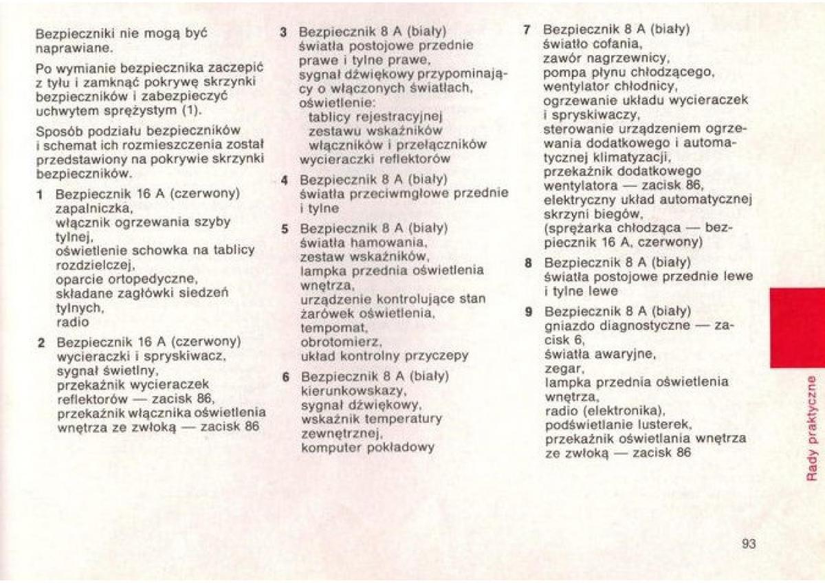 Mercedes Benz E W124 instrukcja obslugi page 93 pdf