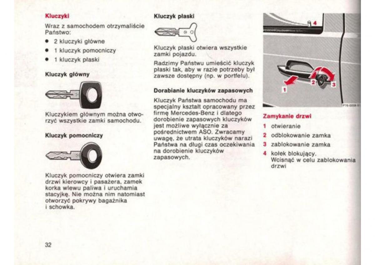 Mercedes Benz E W124 instrukcja obslugi / page 33