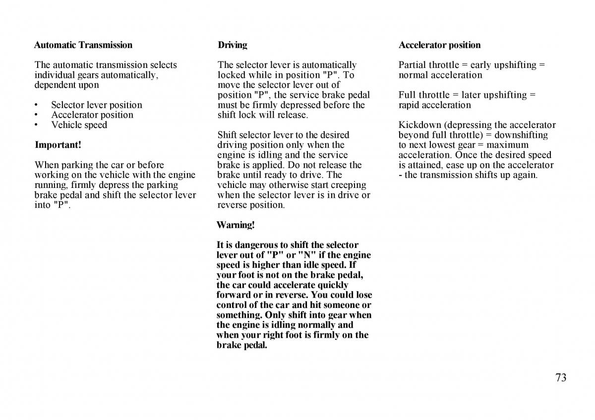 mercedes benz s w140 owners manual / page 73