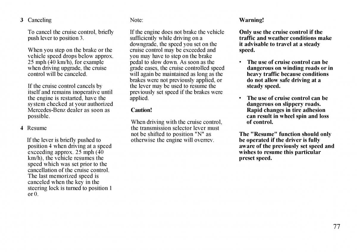 mercedes benz s w140 owners manual / page 77