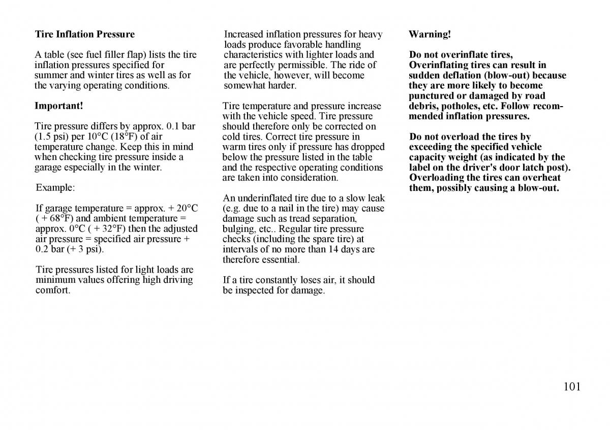 mercedes benz s w140 owners manual / page 101