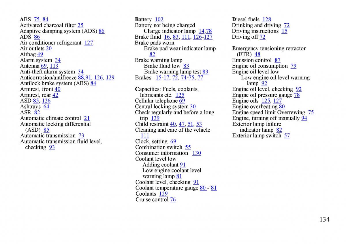mercedes benz s w140 owners manual / page 134