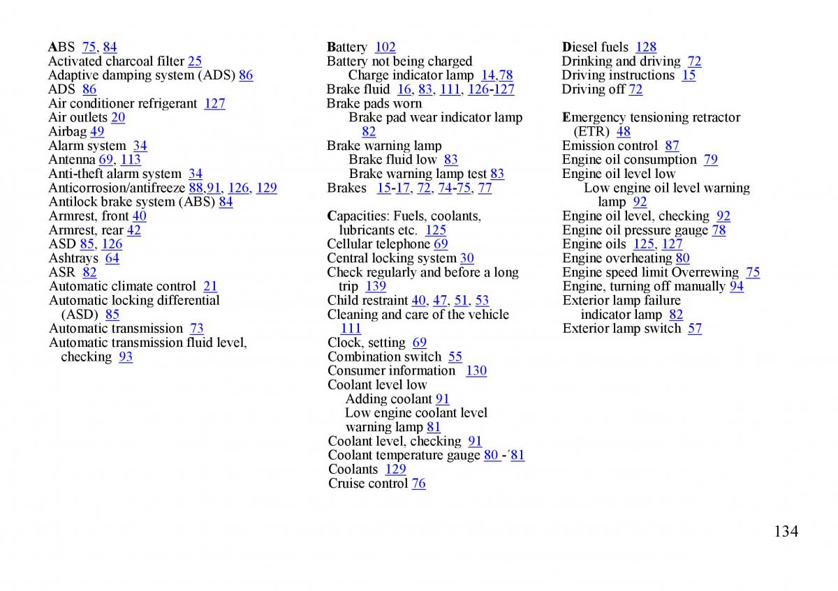 Mercedes Benz S W140 owners manual / page 134