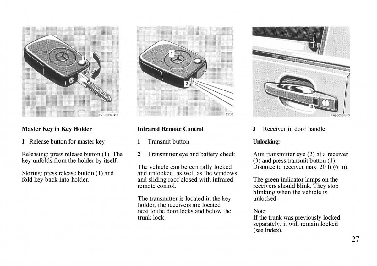 Mercedes Benz S W140 owners manual / page 27