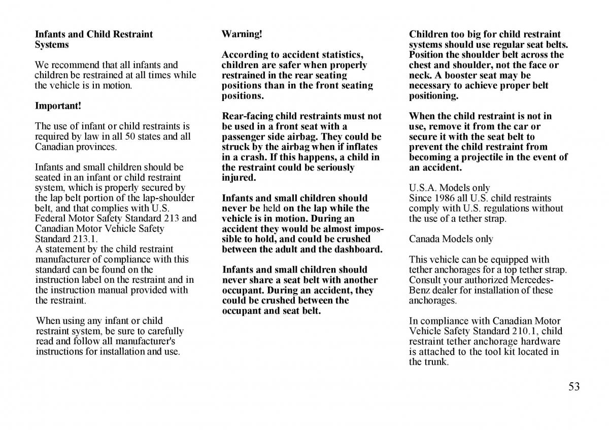 mercedes benz s w140 owners manual / page 53