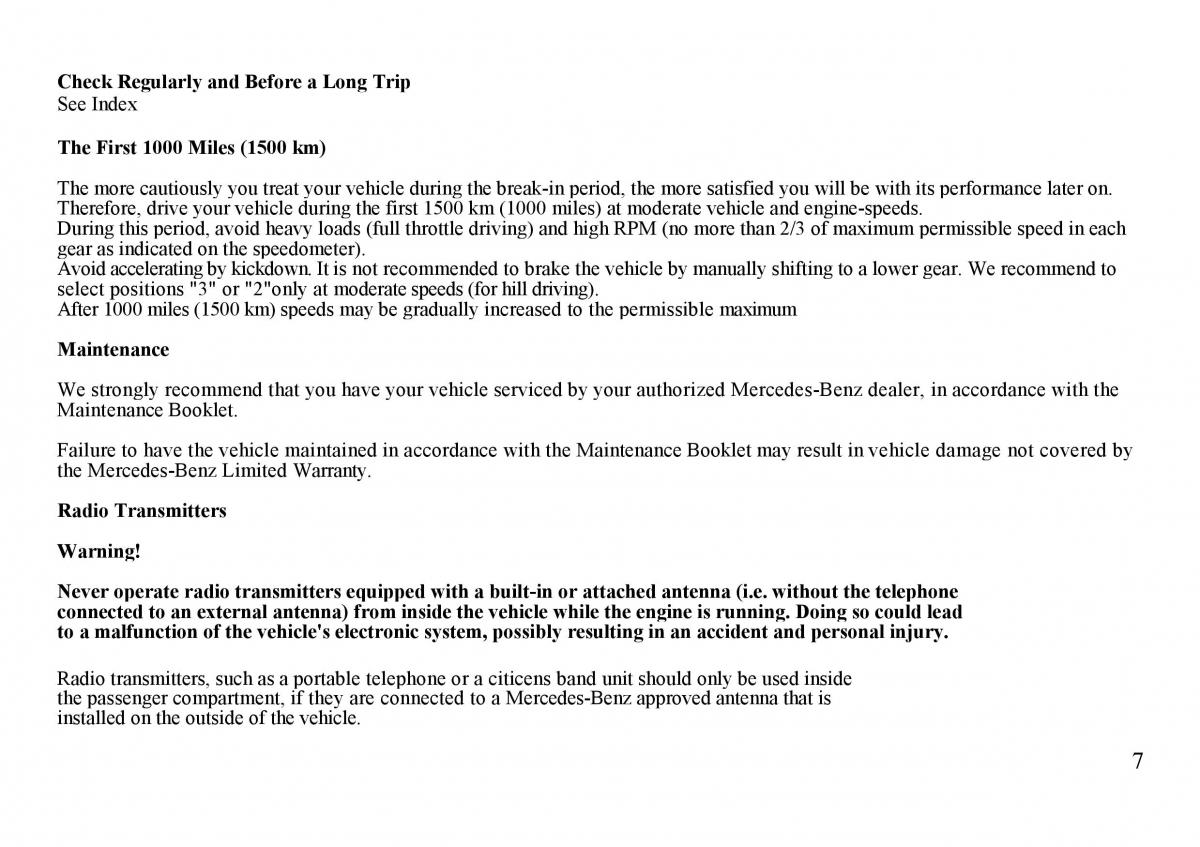 Mercedes Benz S W140 owners manual / page 7