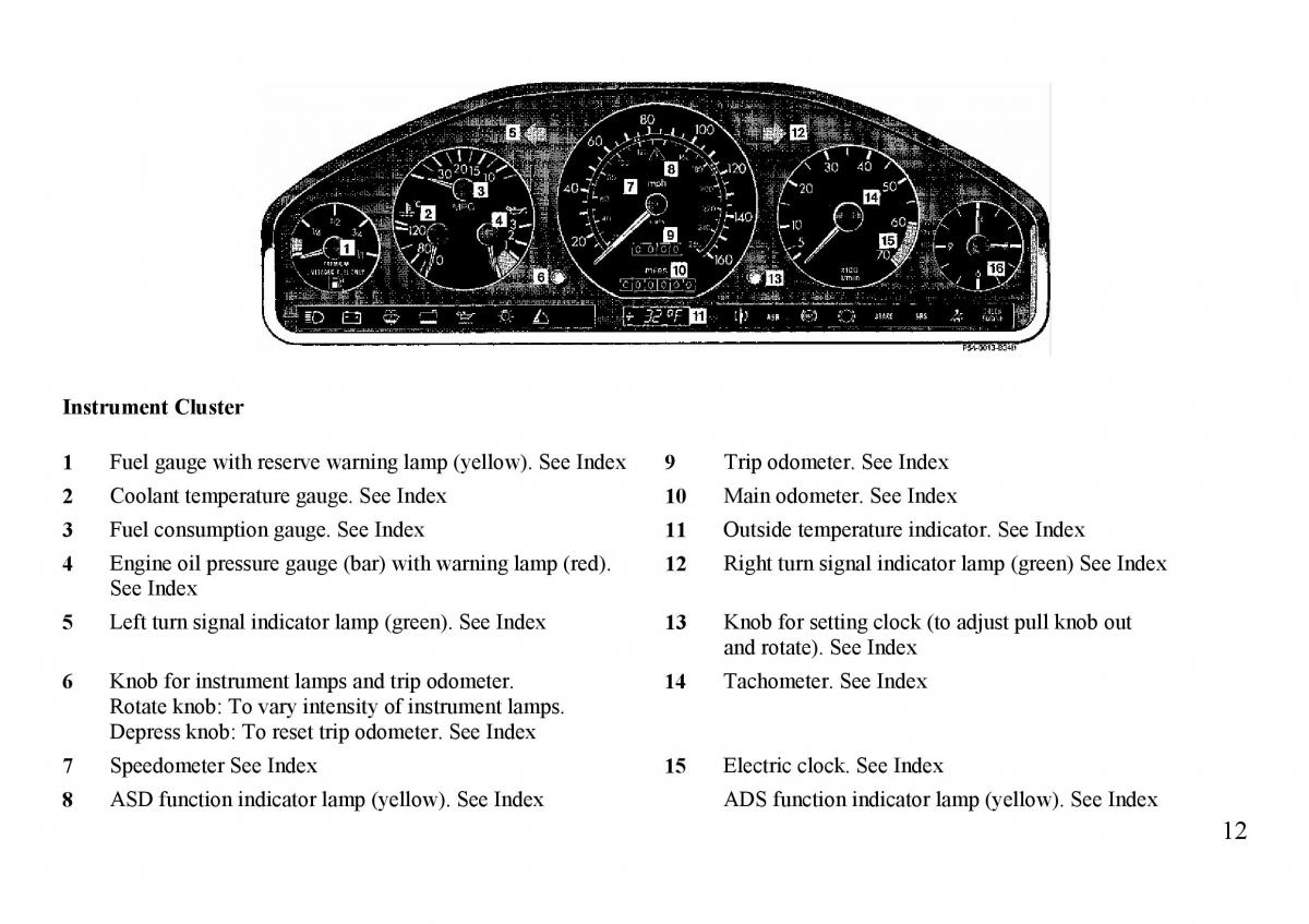 Mercedes Benz S W140 owners manual / page 12