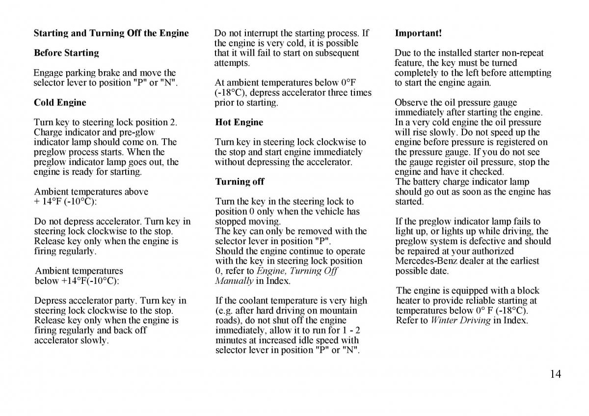 Mercedes Benz S W140 owners manual / page 14