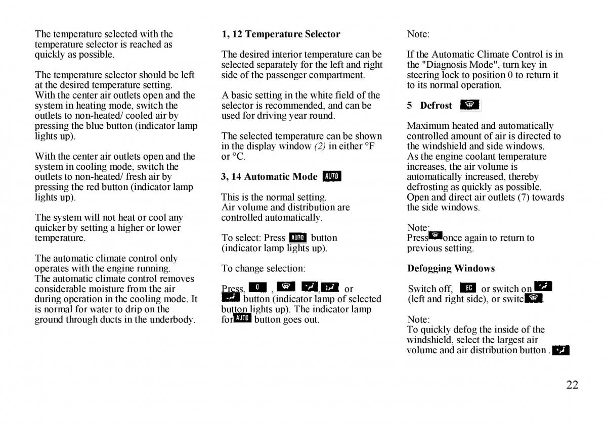 Mercedes Benz S W140 owners manual / page 22