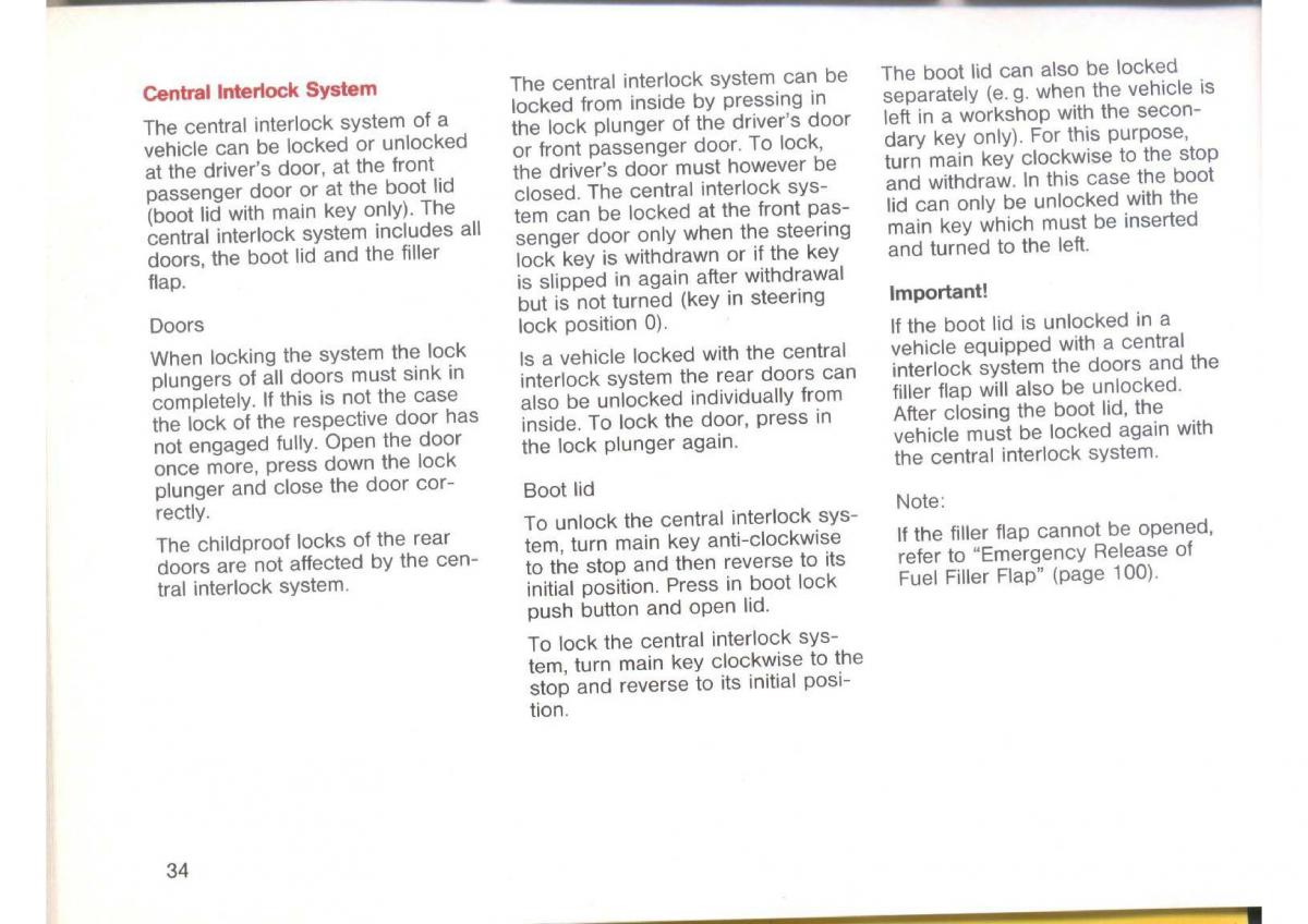 Mercedes Benz E W124 owners manual / page 36