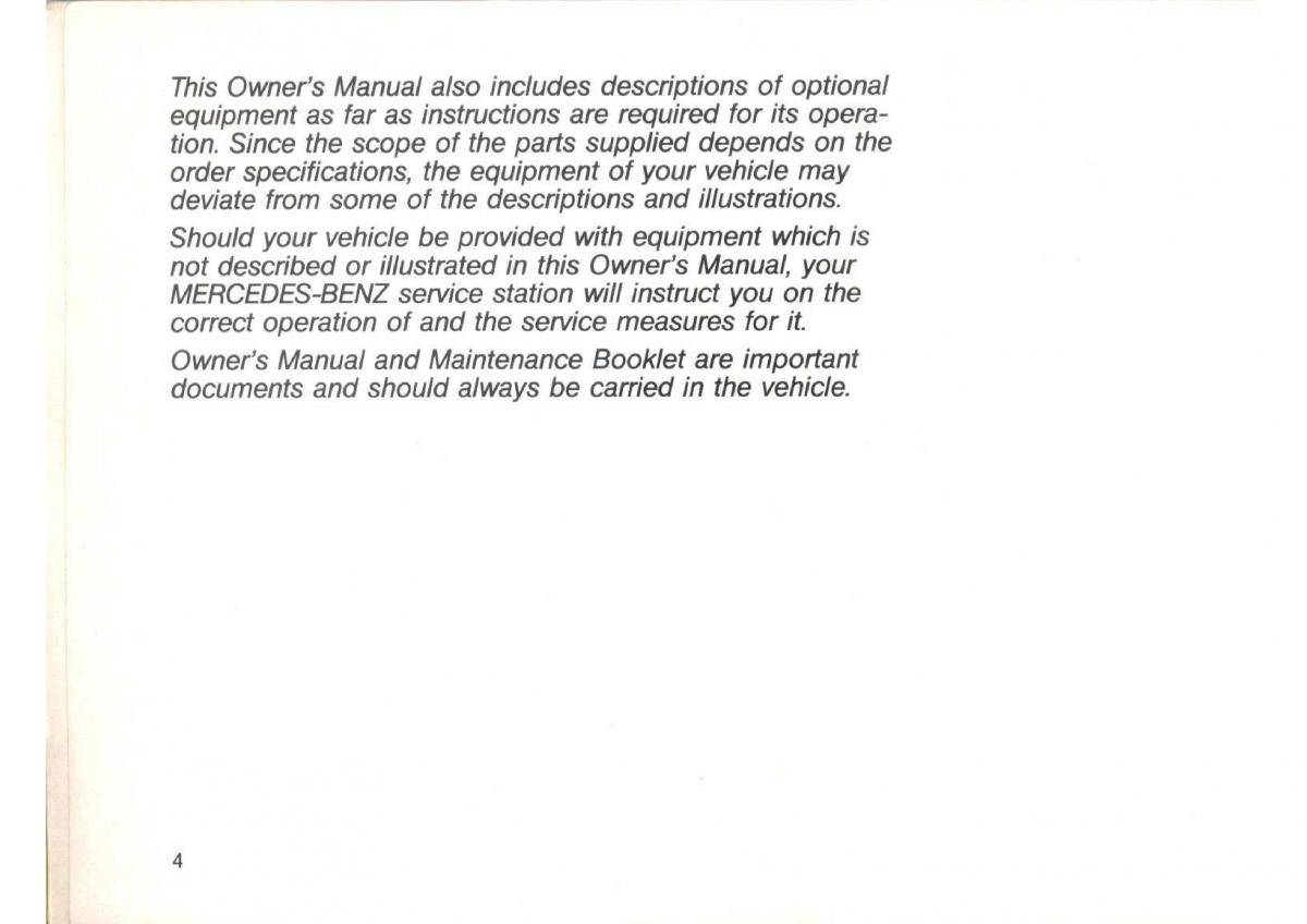 Mercedes Benz E W124 owners manual / page 6