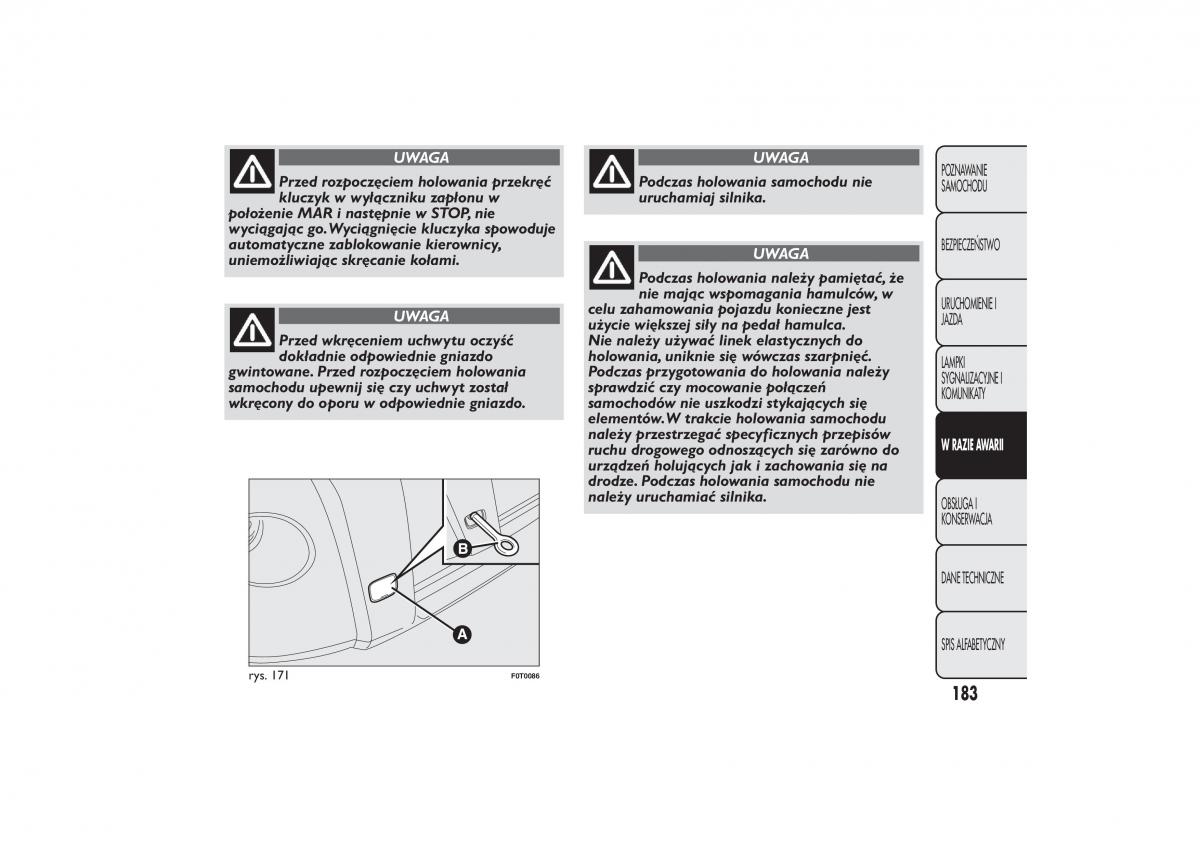 Fiat Fiorino IV 4 instrukcja obslugi / page 186