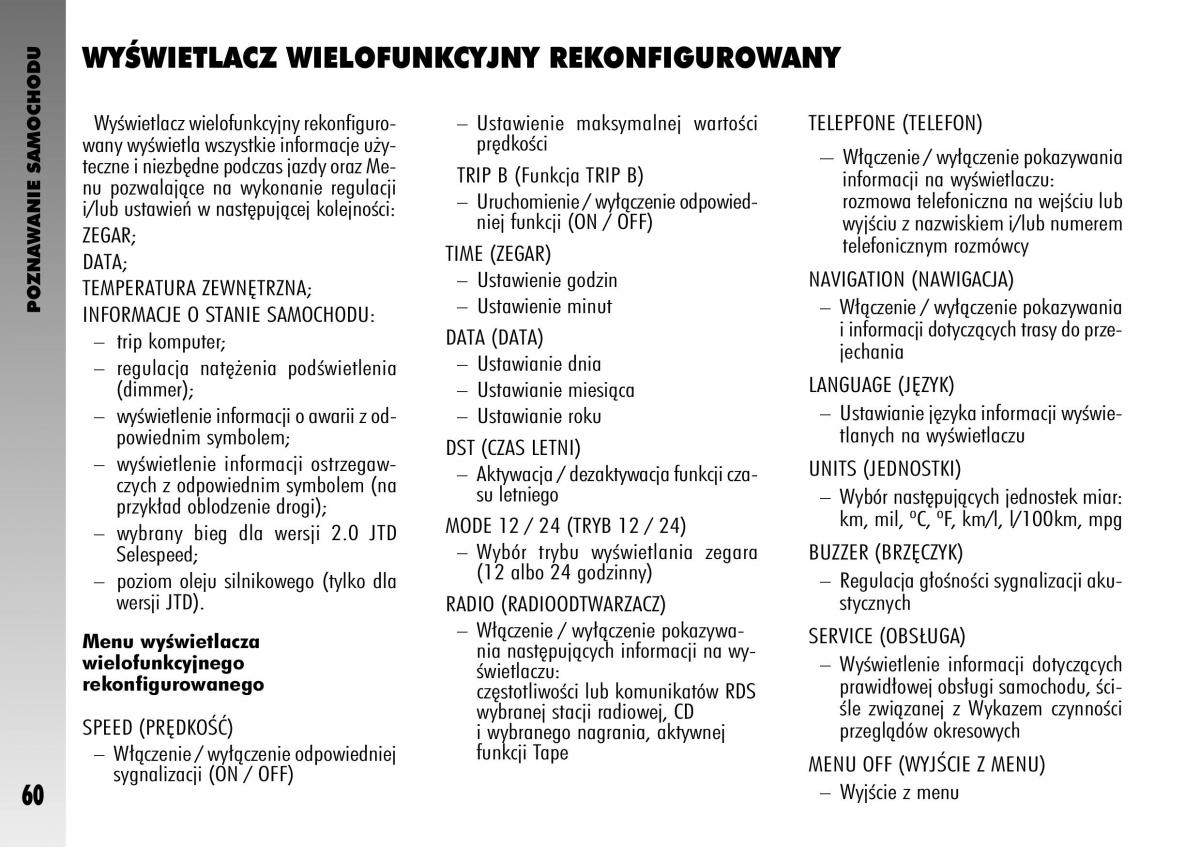 Alfa Romeo GT instrukcja obslugi / page 61