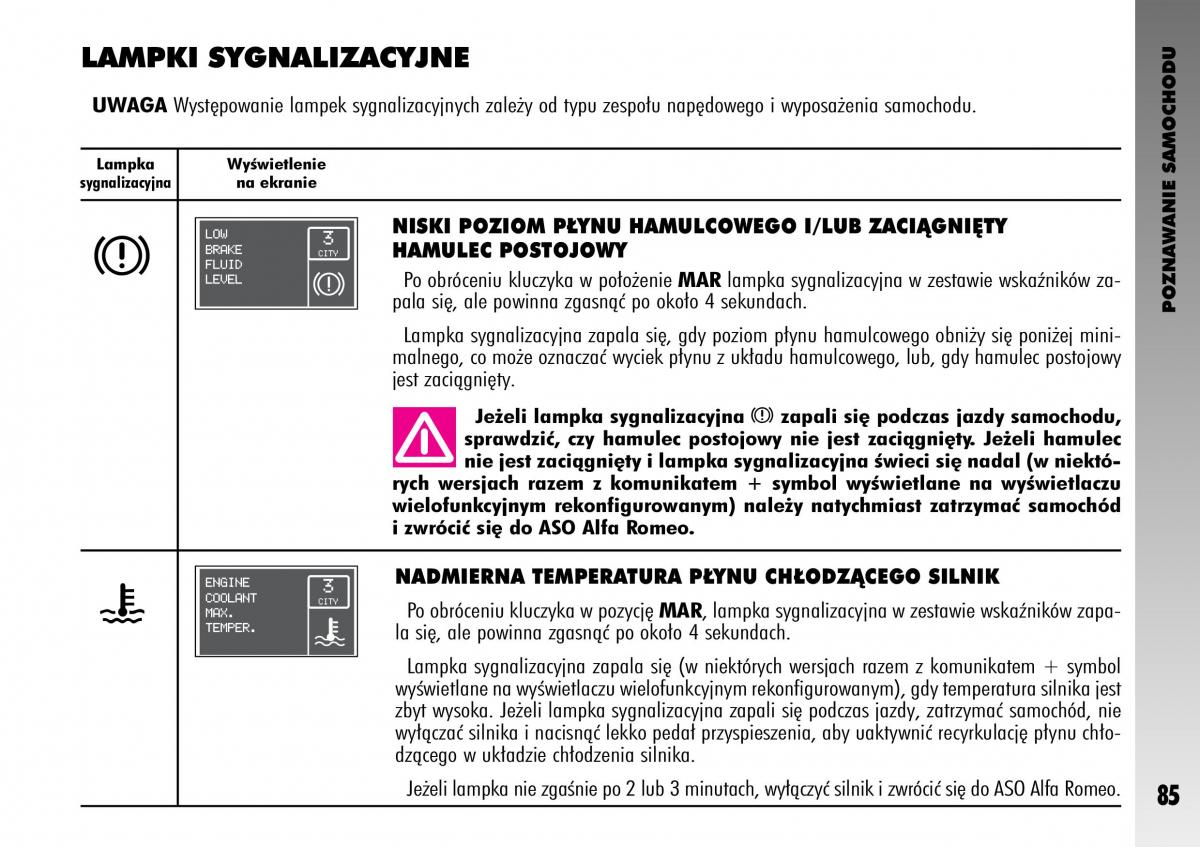 Alfa Romeo GT instrukcja obslugi / page 86