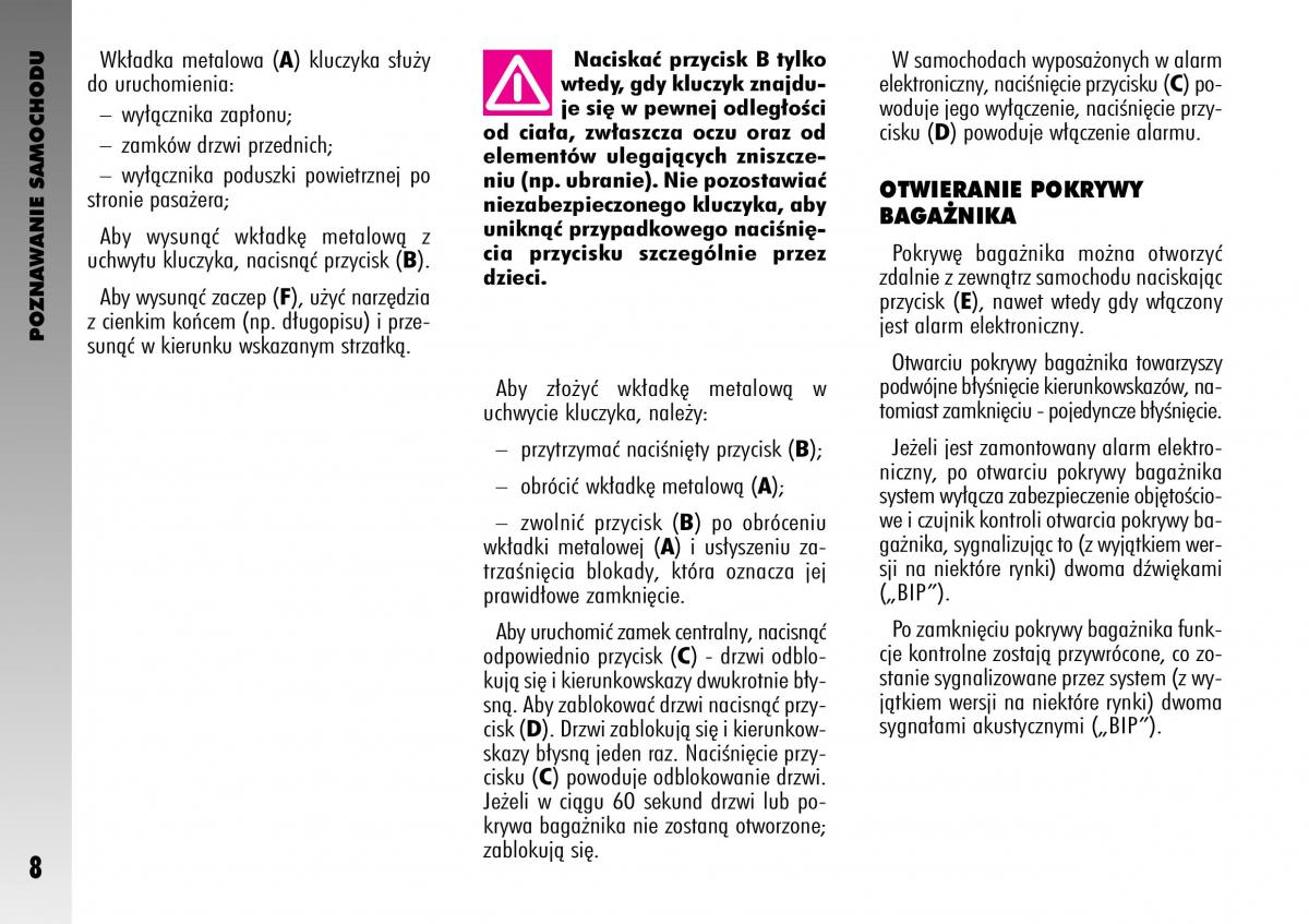 manual  Alfa Romeo GT instrukcja / page 9