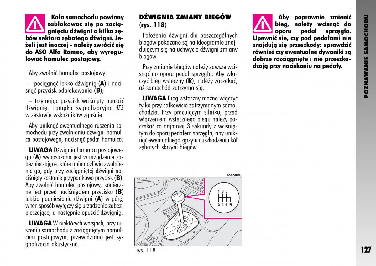 Alfa Romeo GT instrukcja obslugi / page 128
