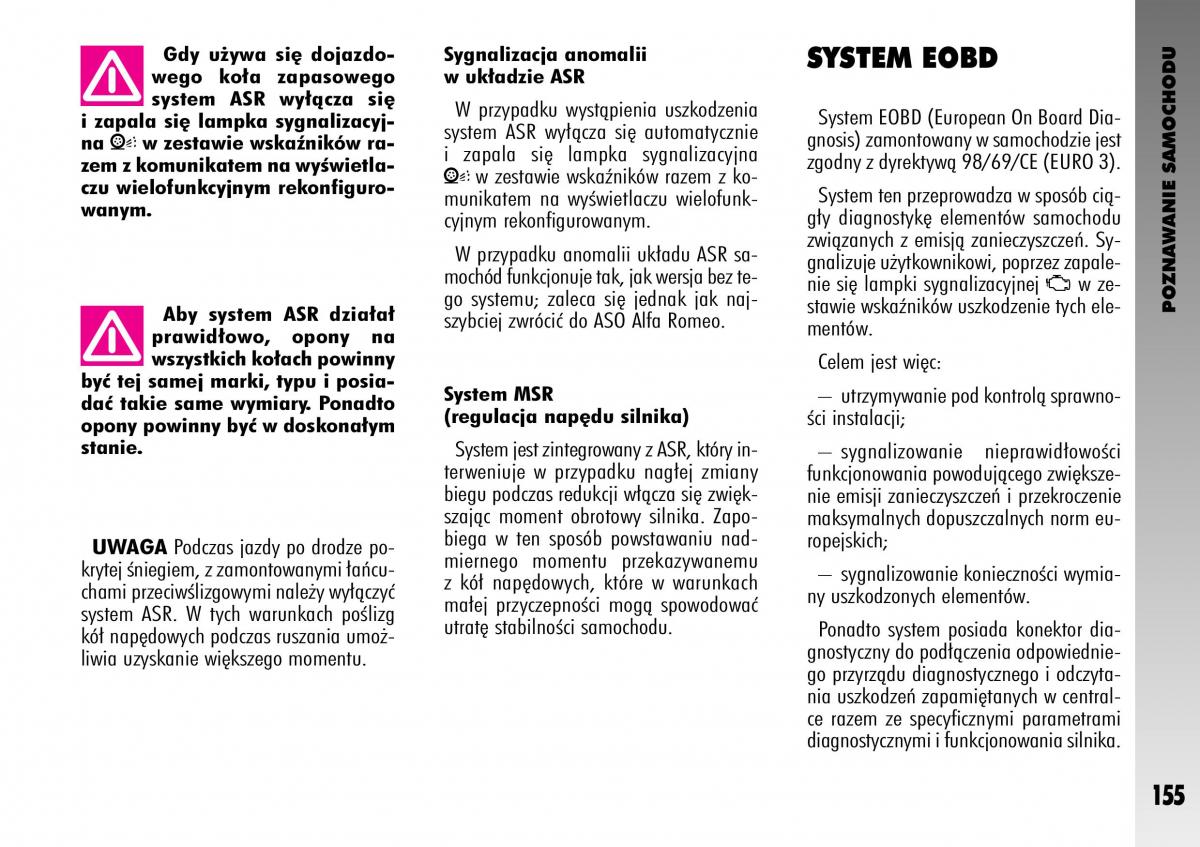 Alfa Romeo GT instrukcja obslugi / page 156