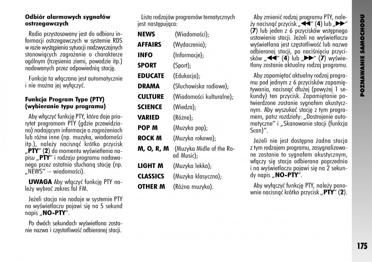 Alfa Romeo GT instrukcja obslugi / page 176
