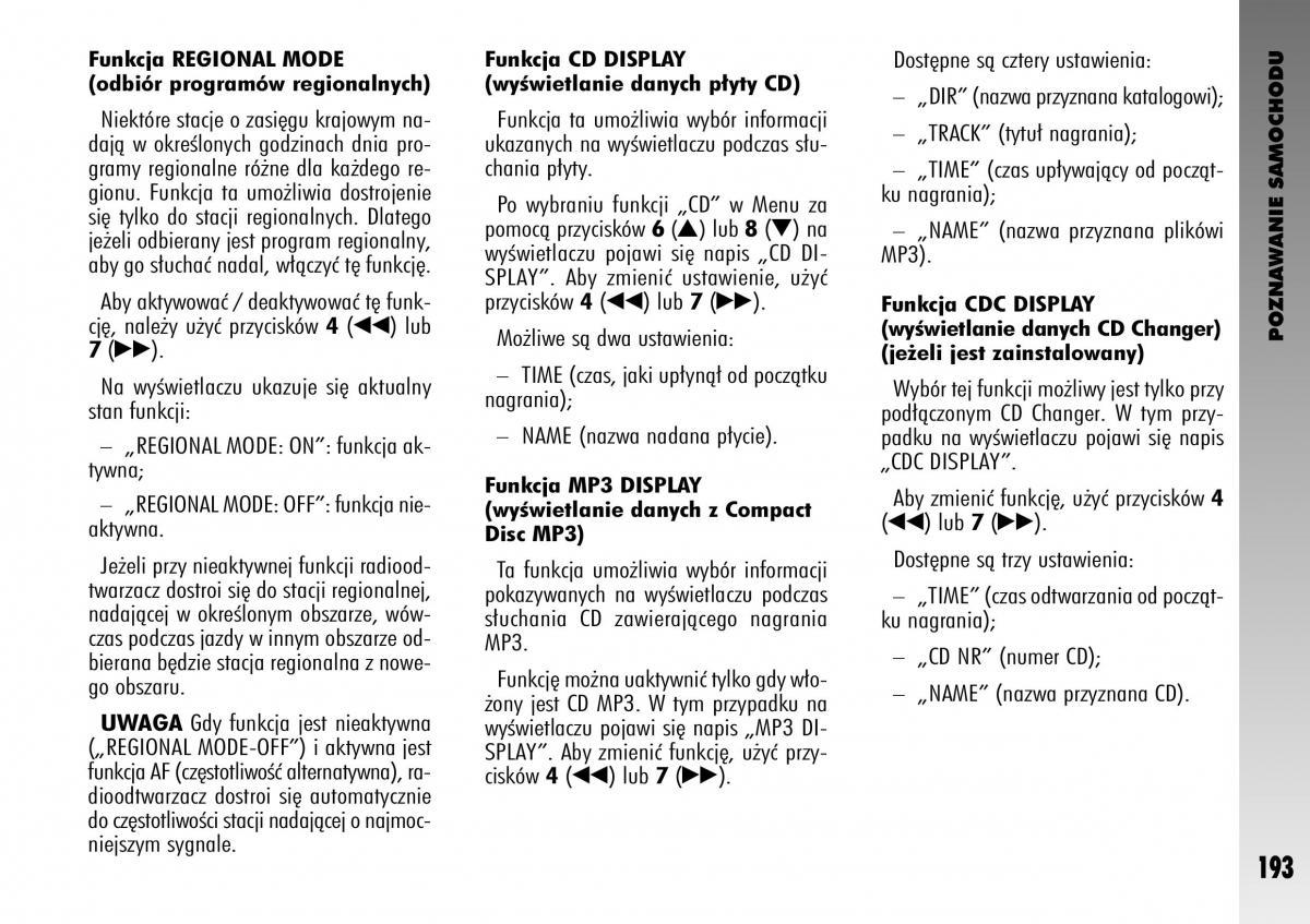 Alfa Romeo GT instrukcja obslugi / page 194