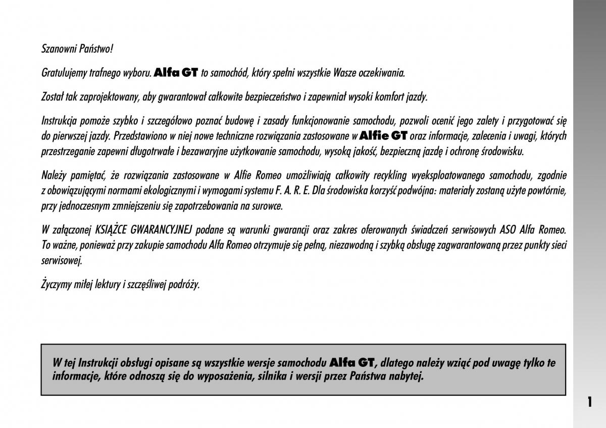 Alfa Romeo GT instrukcja obslugi / page 2