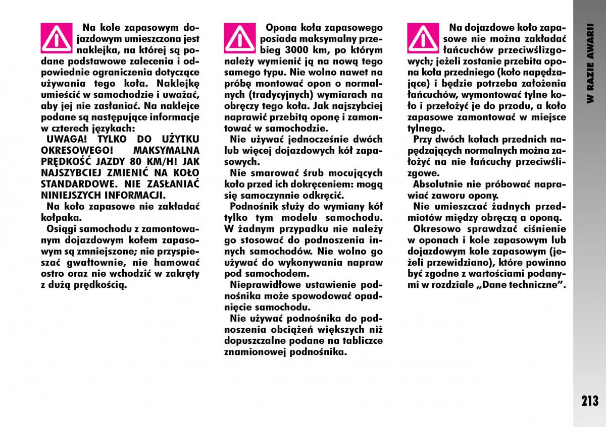 Alfa Romeo GT instrukcja obslugi / page 214