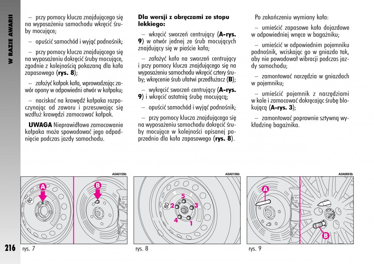 Alfa Romeo GT instrukcja obslugi / page 217