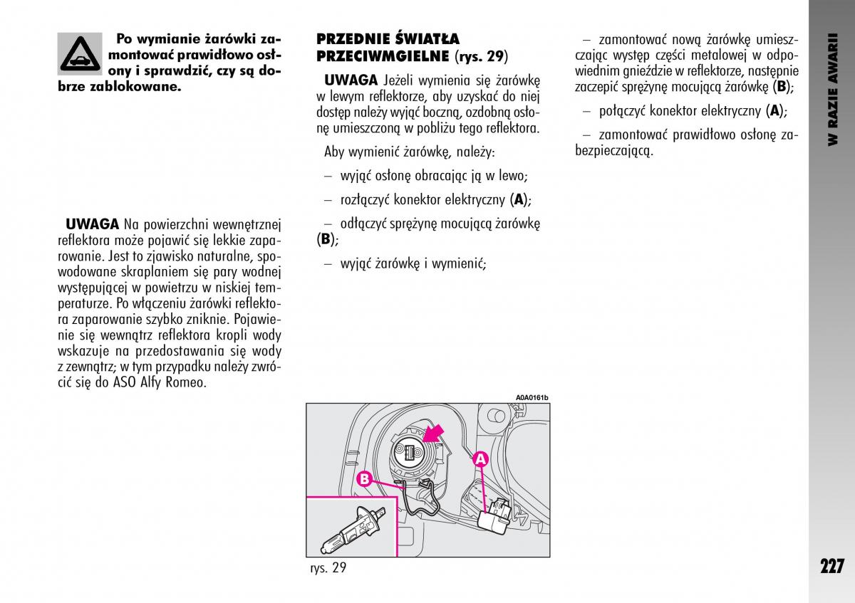 Alfa Romeo GT instrukcja obslugi / page 228