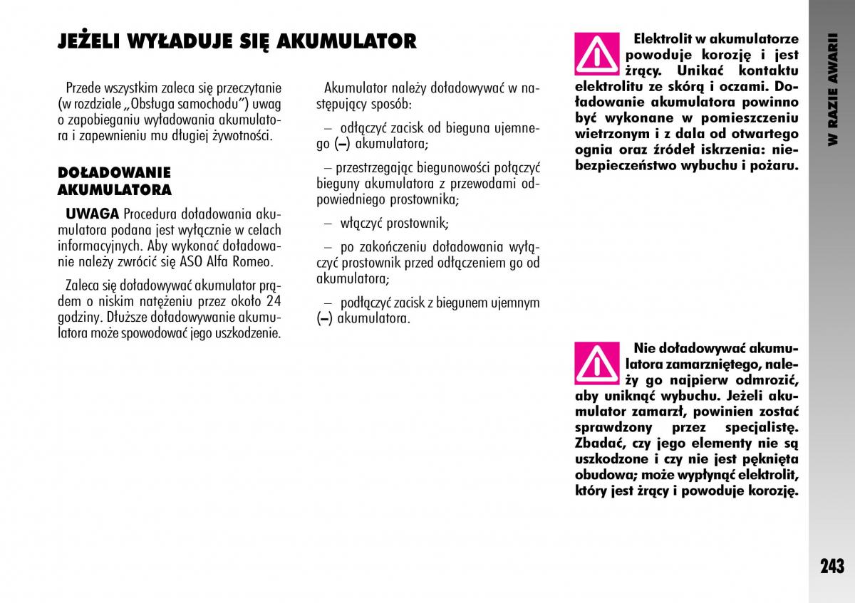 Alfa Romeo GT instrukcja obslugi / page 244