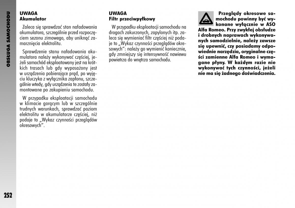Alfa Romeo GT instrukcja obslugi / page 253