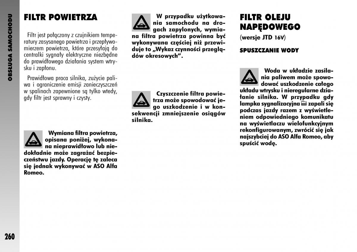 Alfa Romeo GT instrukcja obslugi / page 261