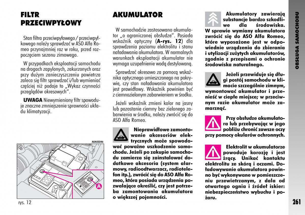 Alfa Romeo GT instrukcja obslugi / page 262