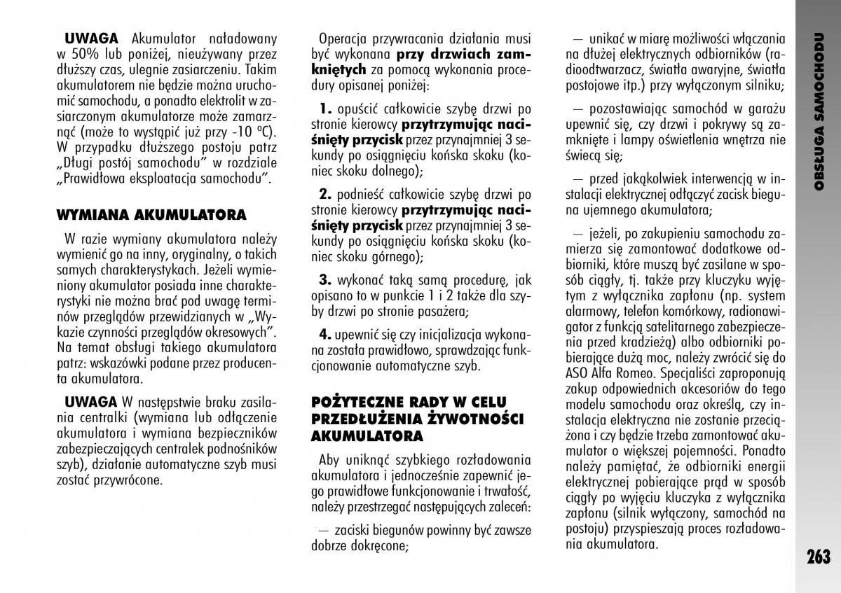 Alfa Romeo GT instrukcja obslugi / page 264