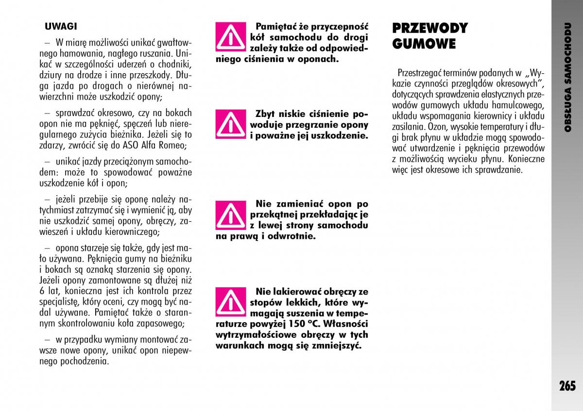 Alfa Romeo GT instrukcja obslugi / page 266