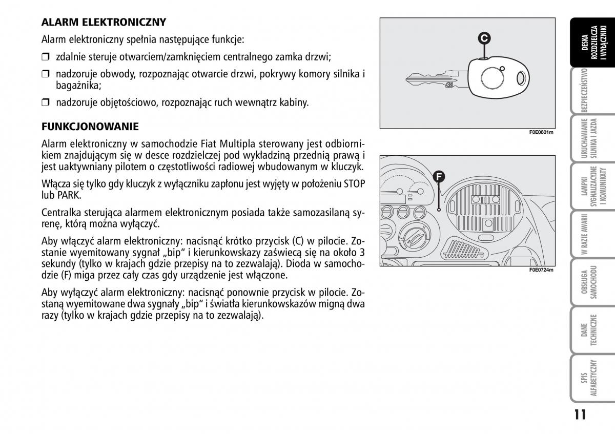 Fiat Multipla II 2 instrukcja obslugi / page 12