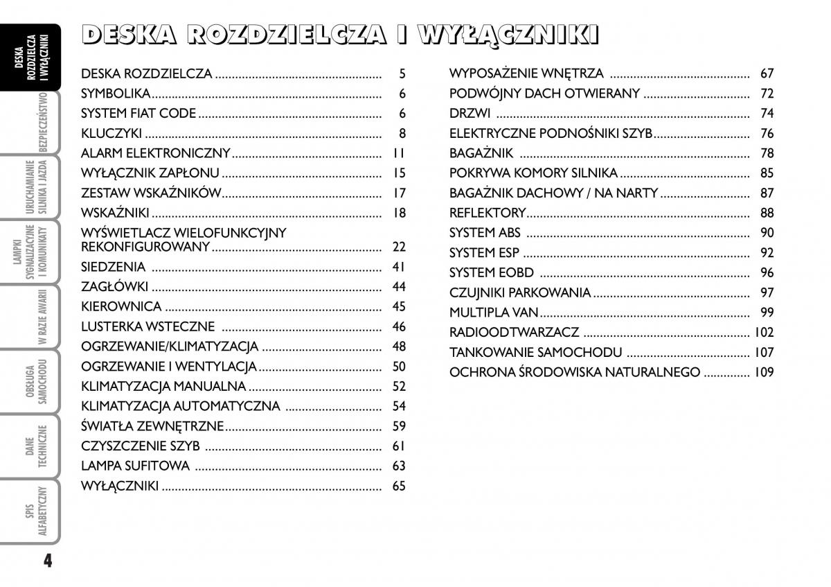 Fiat Multipla II 2 instrukcja obslugi / page 5