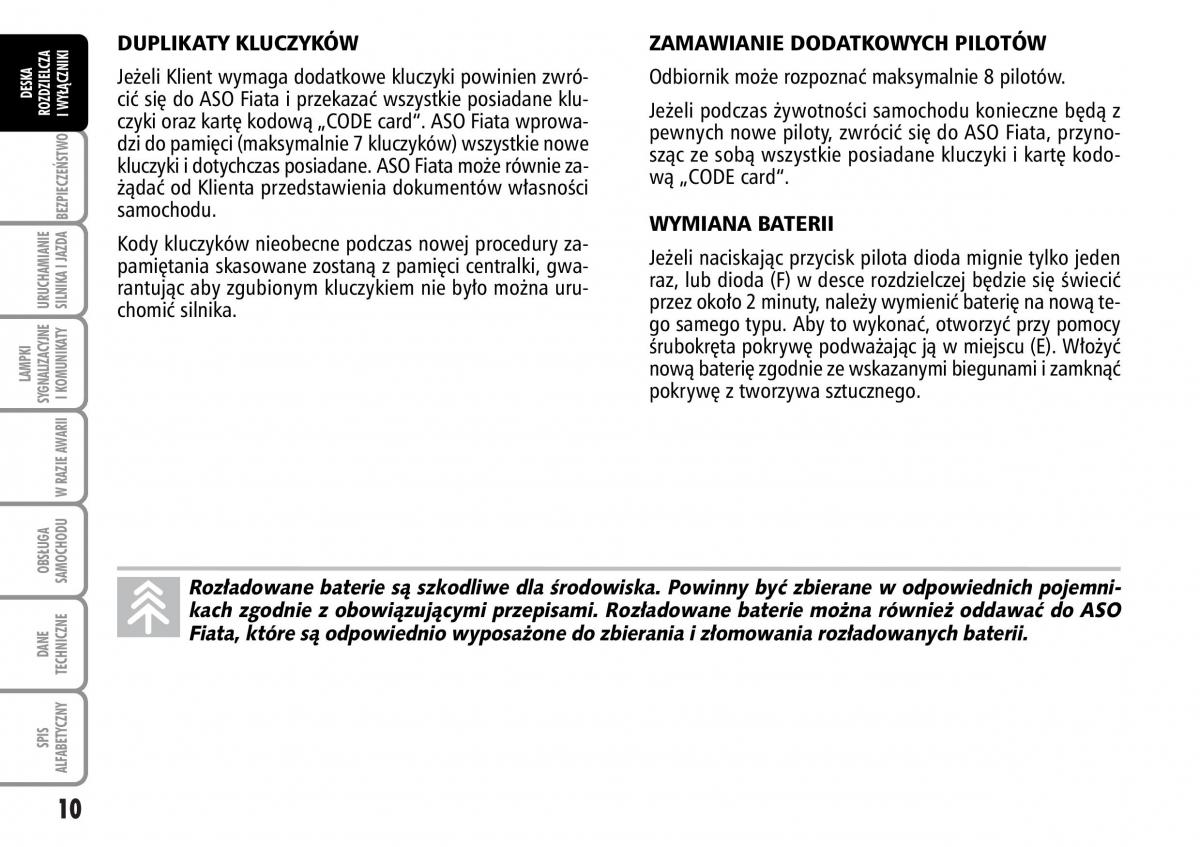 Fiat Multipla II 2 instrukcja obslugi / page 11