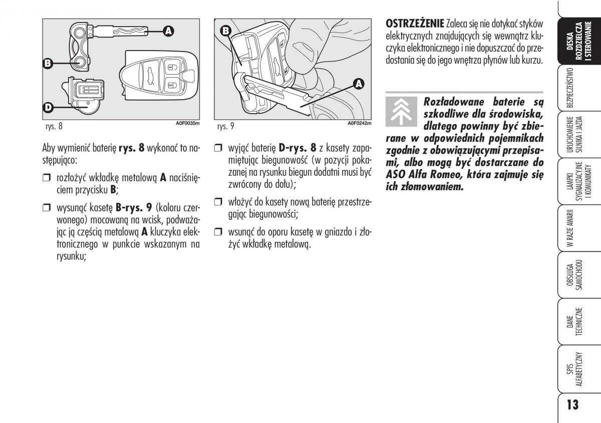 Alfa Romeo Brera Spider instrukcja obslugi / page 15