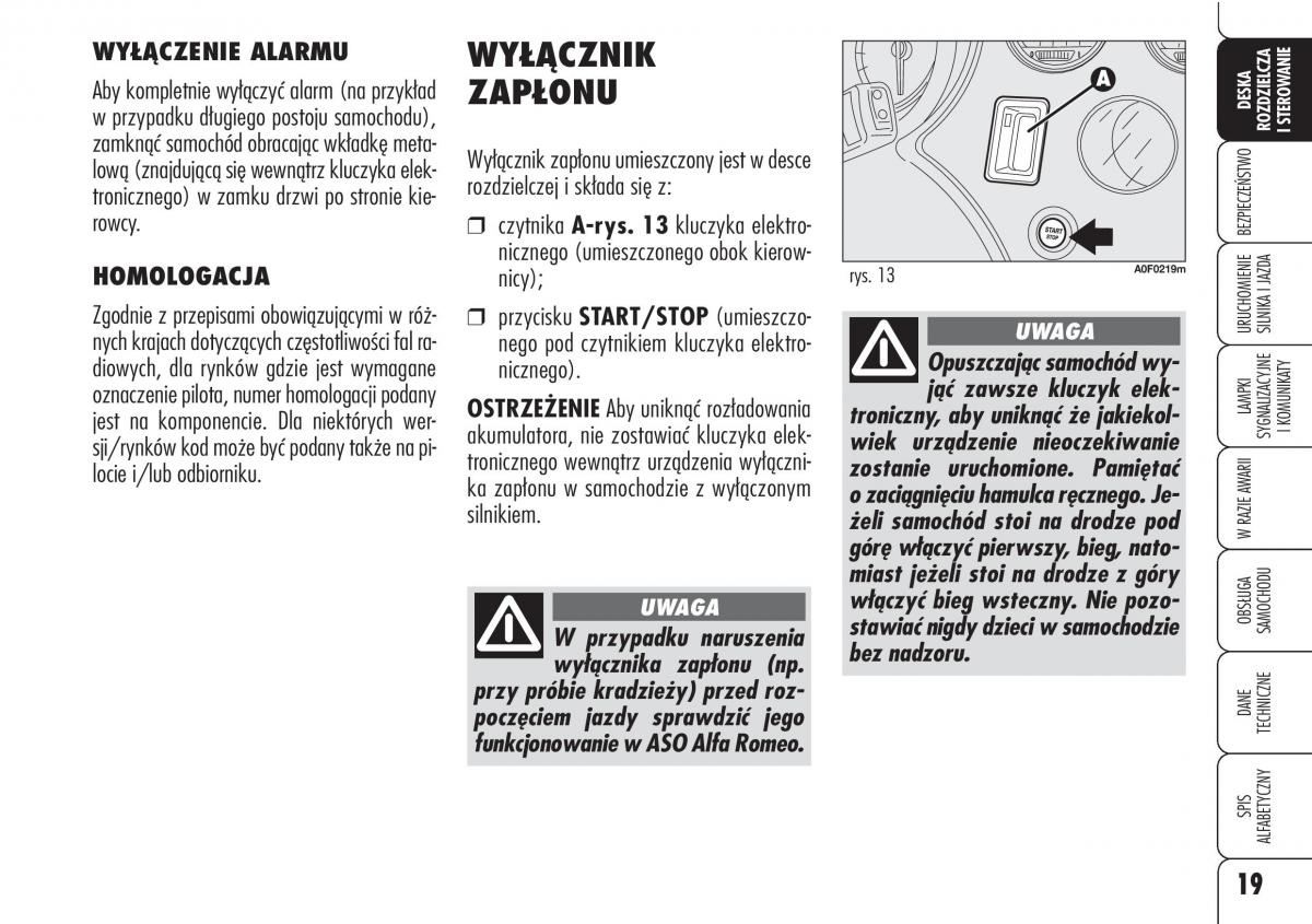 manual Alfa Romeo Brera Alfa Romeo Brera Spider instrukcja / page 21