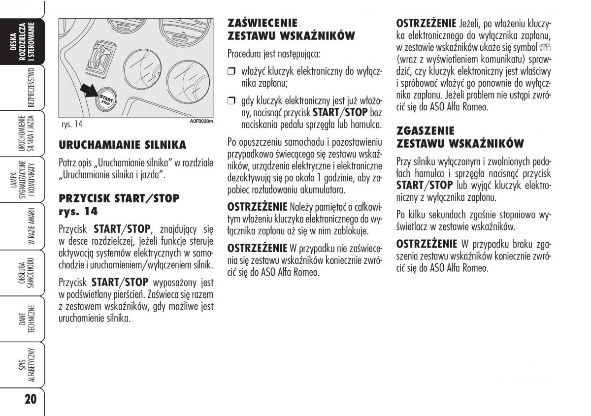 Alfa Romeo Brera Spider instrukcja obslugi / page 22