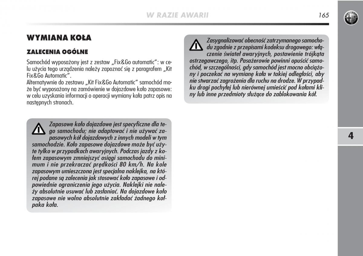 Alfa Romeo Mito instrukcja obslugi / page 166