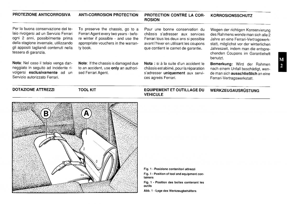 Ferrari Testarossa owners manual / page 129