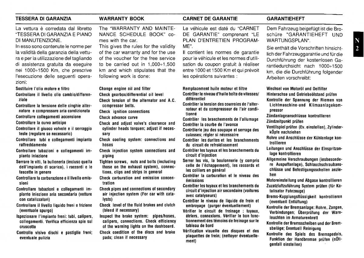 Ferrari Testarossa owners manual / page 133