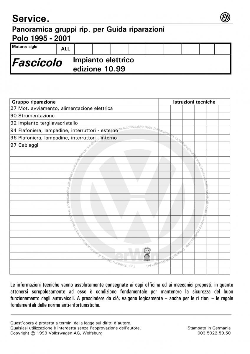 VW Polo servizio assistenza informazione tecnica / page 2