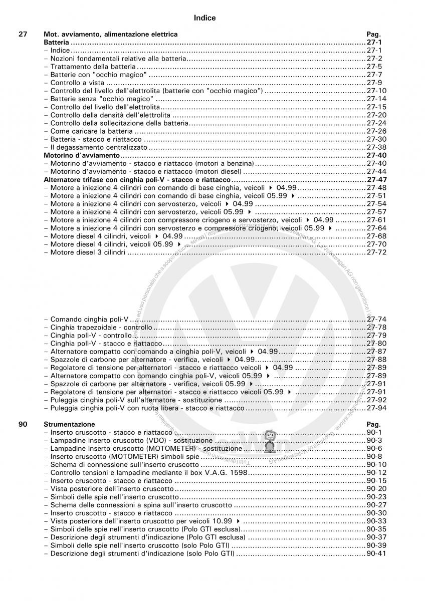 manual  VW Polo servizio assistenza informazione tecnica / page 3