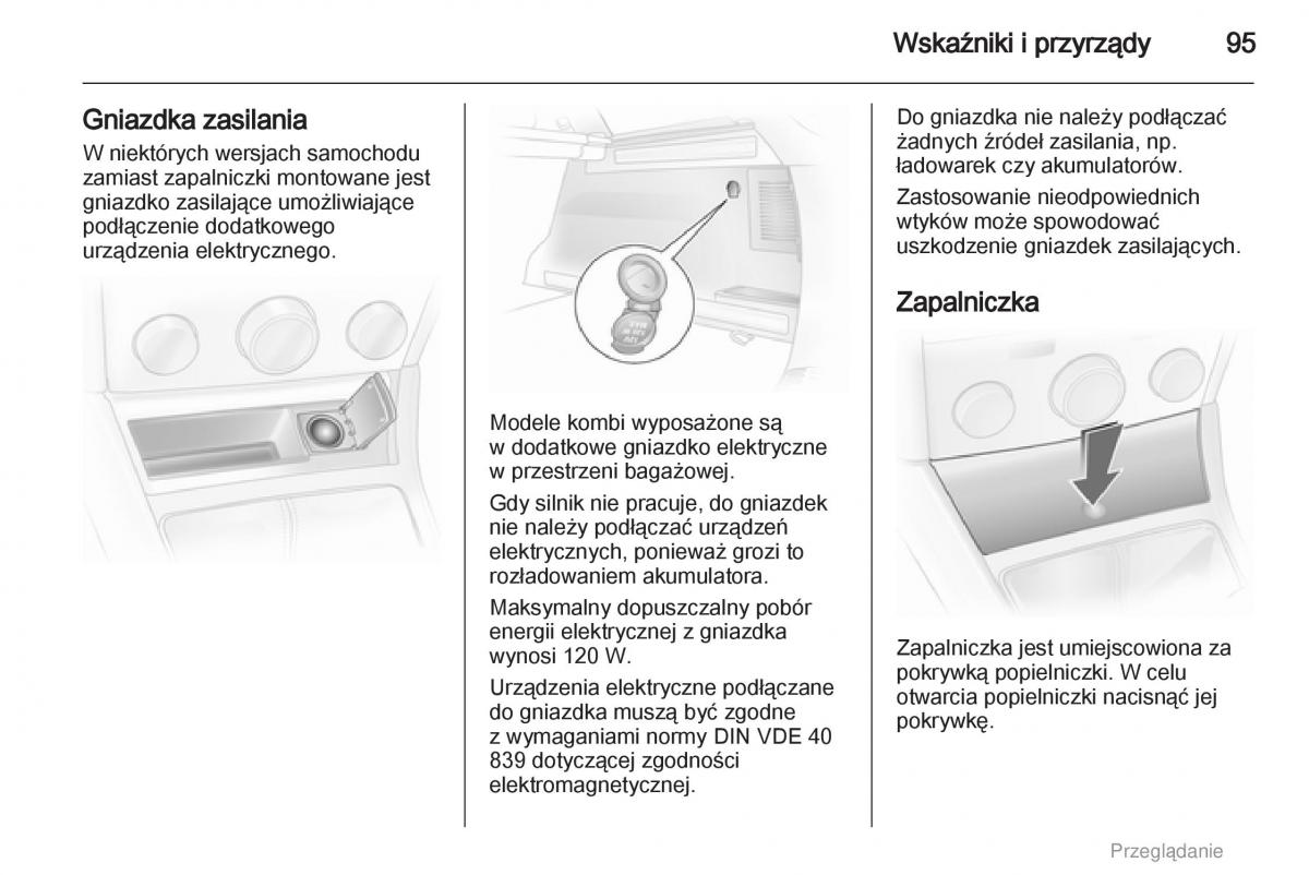Opel Astra H III 3 instrukcja obslugi / page 95