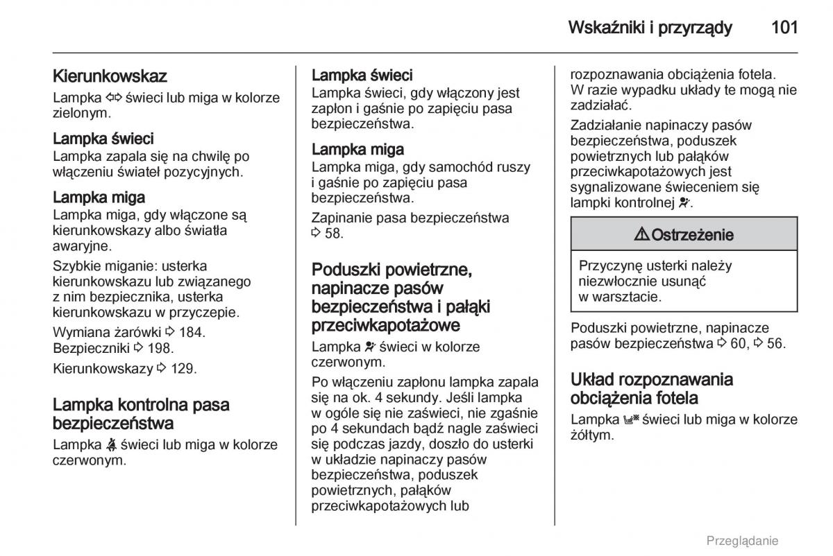 Opel Astra H III 3 instrukcja obslugi / page 101